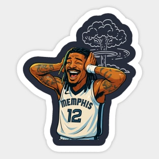 Ja Morant #12 grenade Basketball bomb cartoon-KBJM1203 Sticker